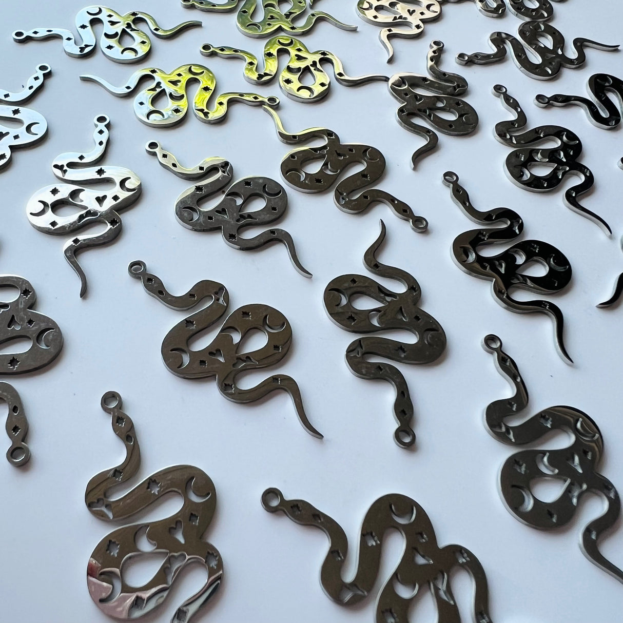 Celestial Snake Charms - Stainless Steel - 10 pack