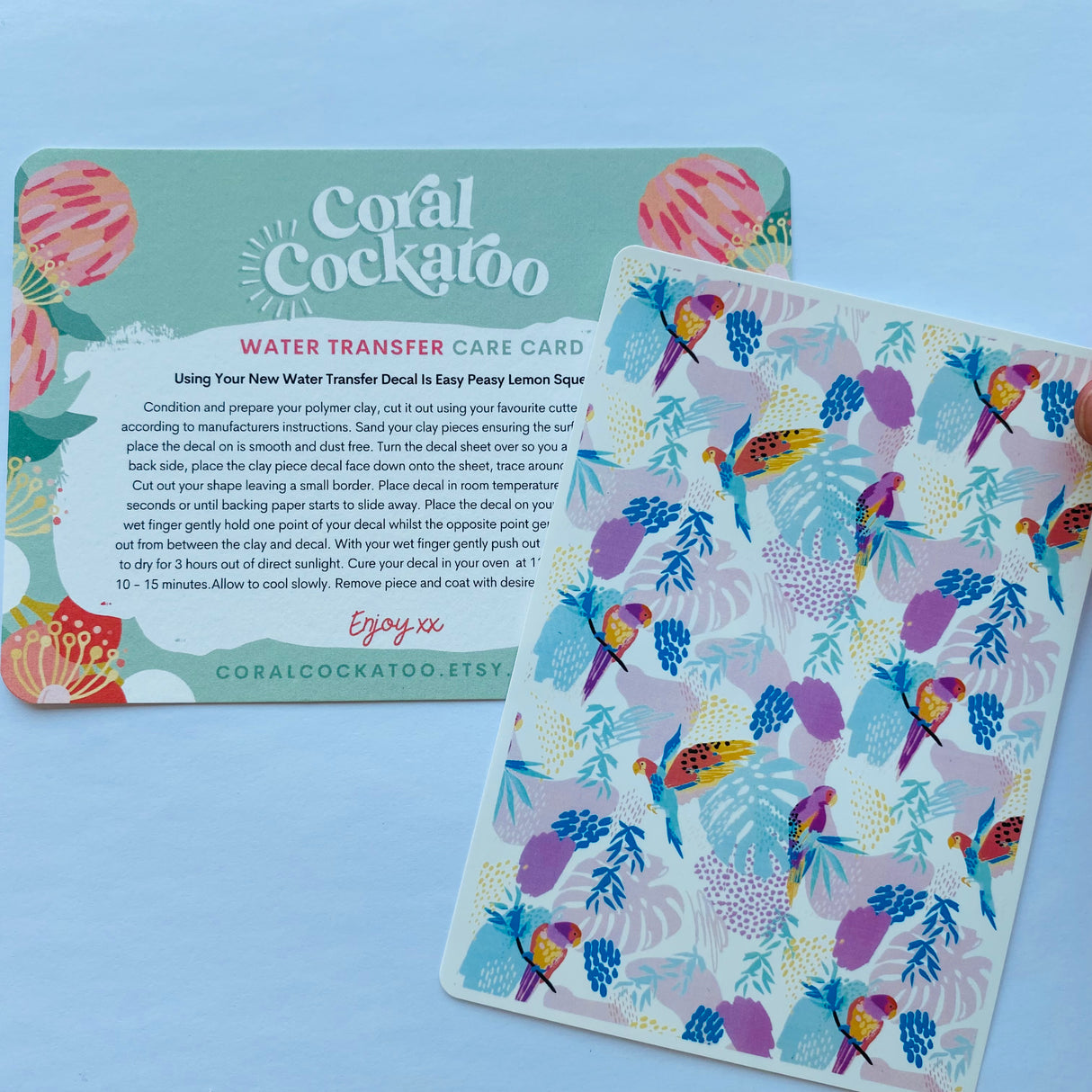 Watercolour Boho Parrots Waterslide Transfer Decal
