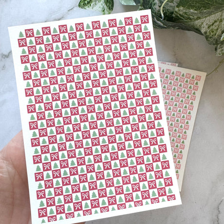 Tree & Bow Checkerboard Tiles - Water Soluble Transfer