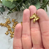 Classic Bow Charms - Gold Plated Stainless Steel - 10 pack