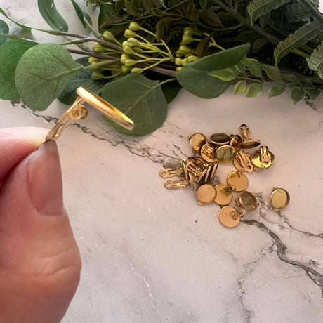 14mm Minimalist Bezel Clip-On Earrings - Gold Plated Stainless Steel