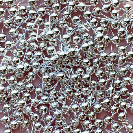 6mm Ball Posts with Loop - Bright Silver