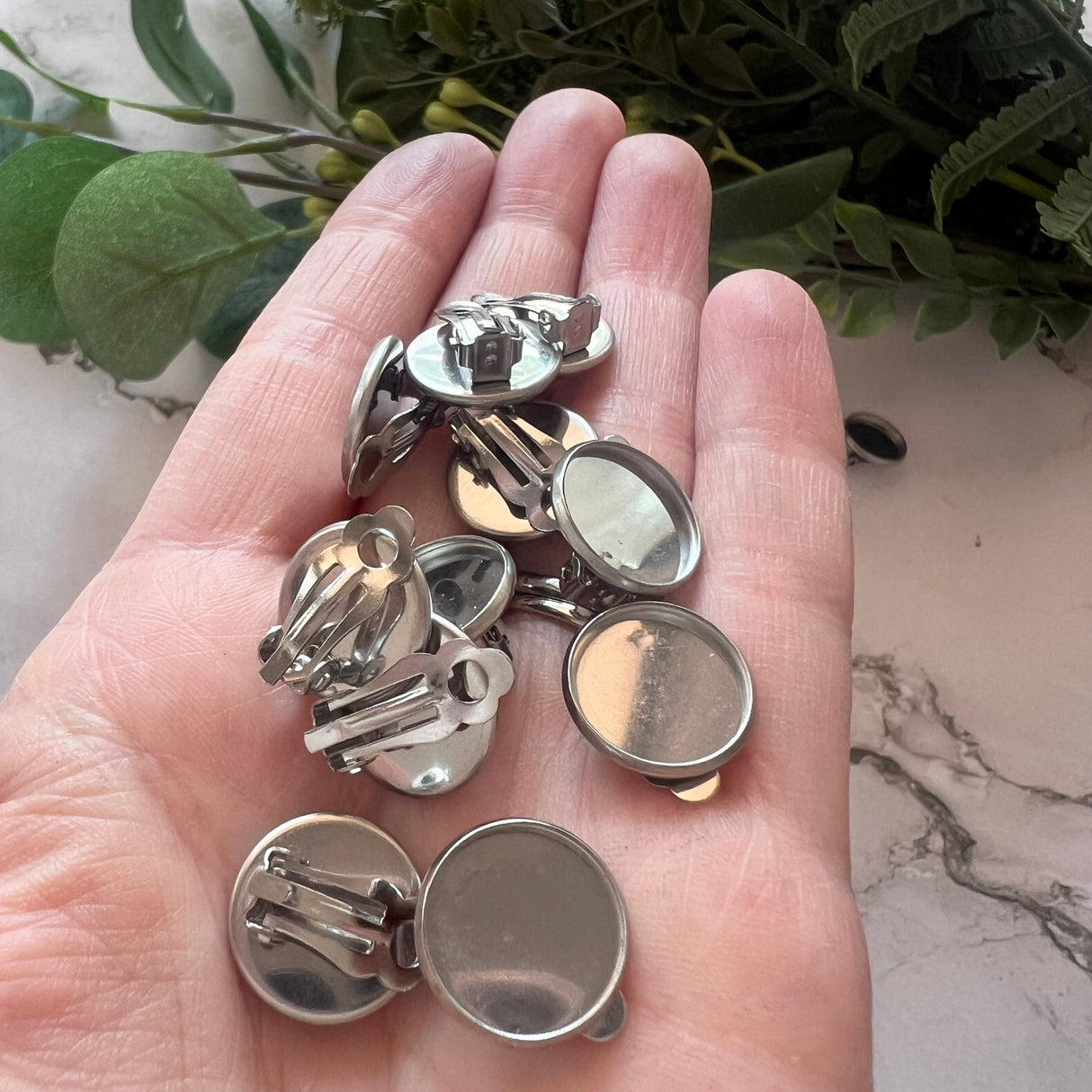 14mm Minimalist Bezel Clip-On Earrings - Stainless Steel