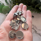 14mm Minimalist Bezel Clip-On Earrings - Stainless Steel