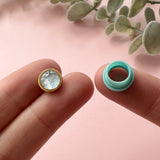 8mm Rimmed Bezel Earring Stud Post - Gold Plated Stainless Steel