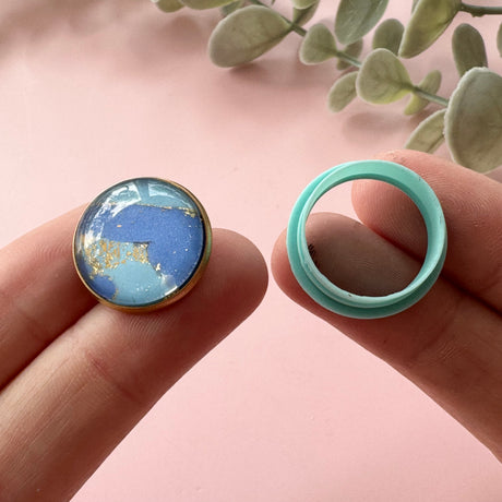 18mm Minimalist Bezel Earring Stud Post - Gold Plated Stainless Steel