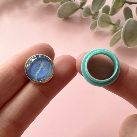 14mm Minimalist Bezel Earring Stud Post - Gold Plated Stainless Steel