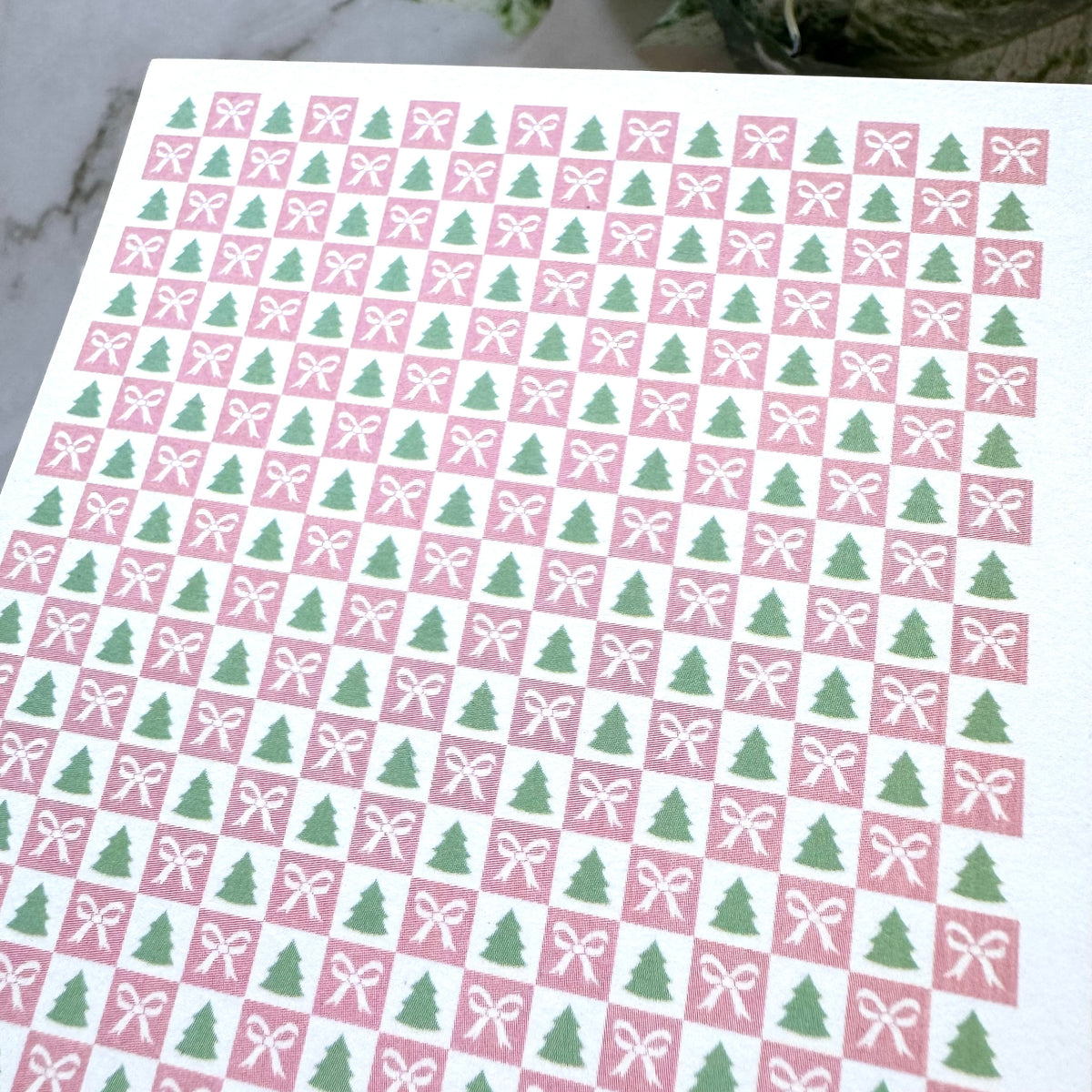 Tree & Bow Checkerboard Tiles - Water Soluble Transfer