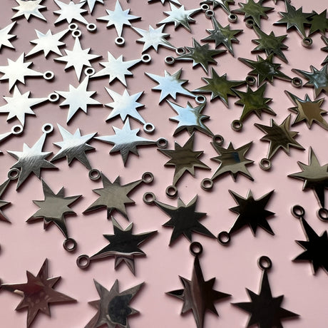 Christmas Star Charms - Stainless Steel