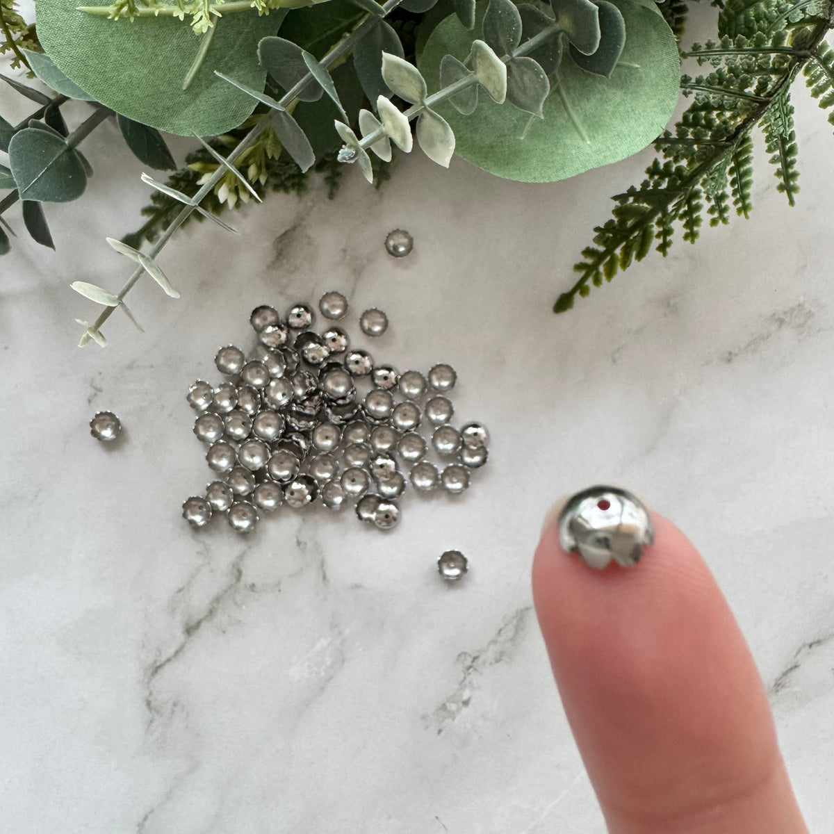 Scalloped Bead Cap 7.5mm - Stainless Steel - 50 pack