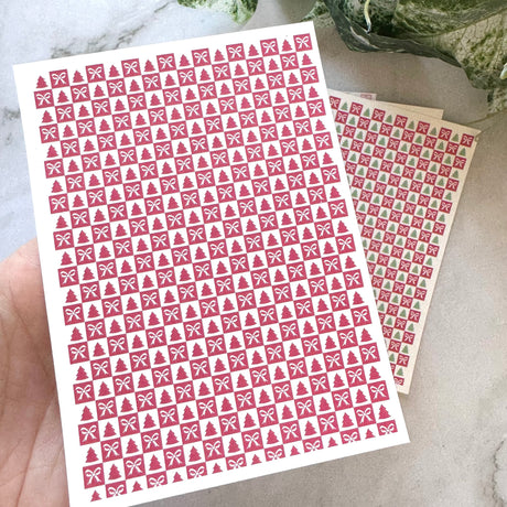 Tree & Bow Checkerboard Tiles - Water Soluble Transfer