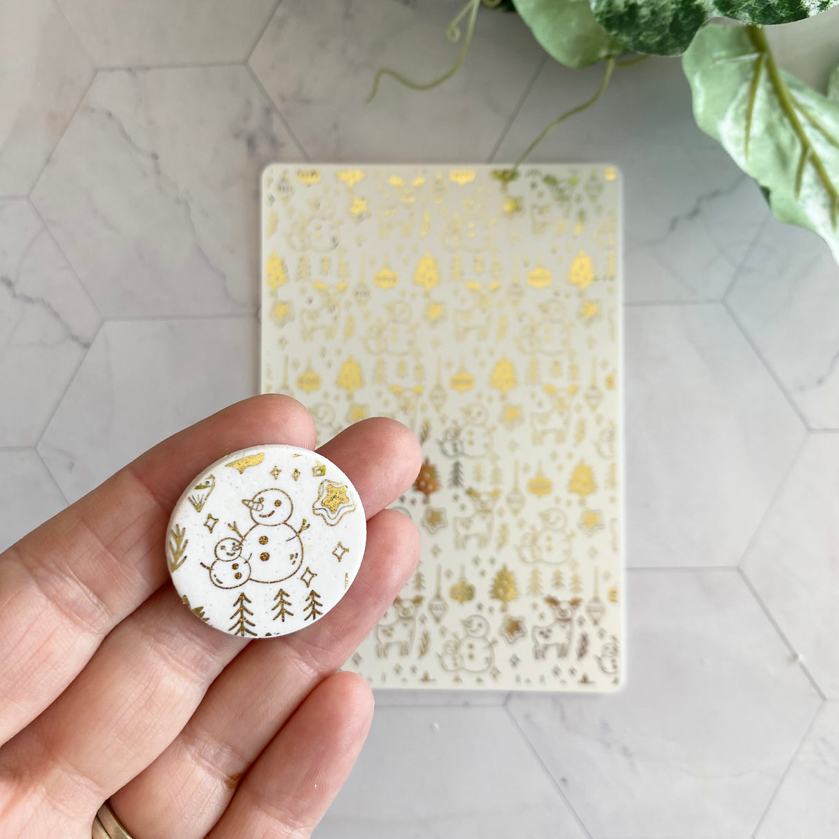 Gold Foil Snowmen and Reindeers - Waterslide Transfer Decal