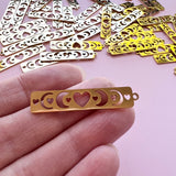 Moon Phase Heart Charms - Gold Plated Stainless Steel