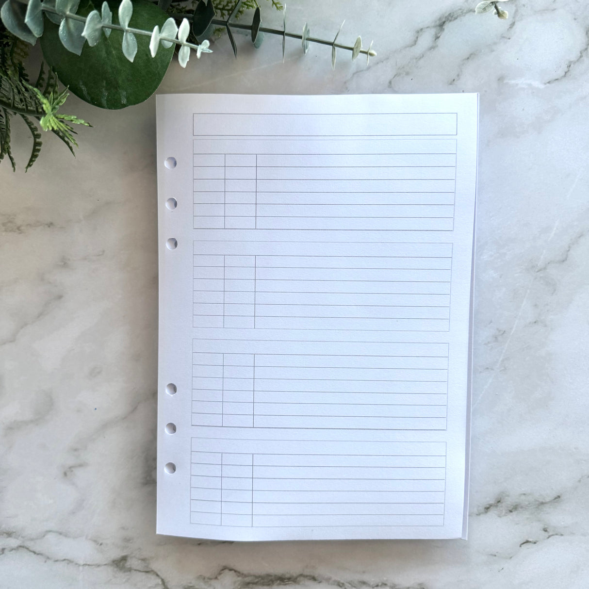 Colour Recipe Insert Blanks