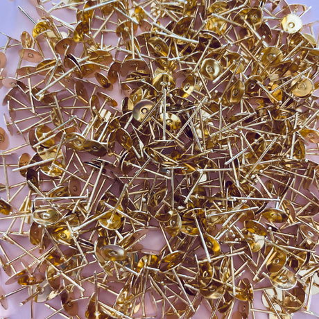 6mm Earring Posts - Gold Plated - Surgical Stainless Steel