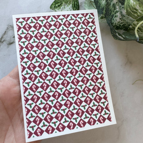 Candy Cane & Holly Tiles - Water Soluble Transfer