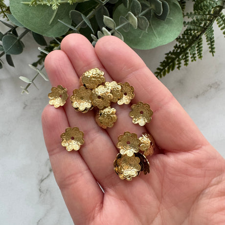 Ornate Bead Cap 11mm - Gold Plated Stainless Steel - 50 pack