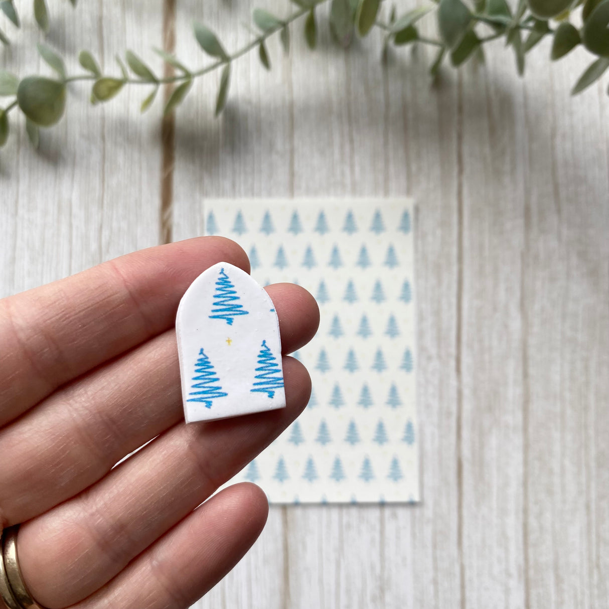 Christmas Tree in Blue - Water Soluble Transfer