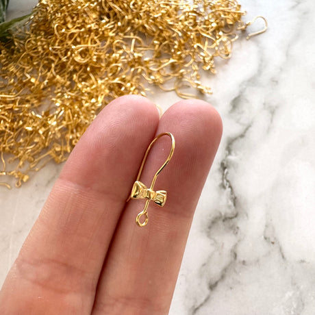 Bow Hook - Gold Plated Stainless Steel (Vertical Loop)