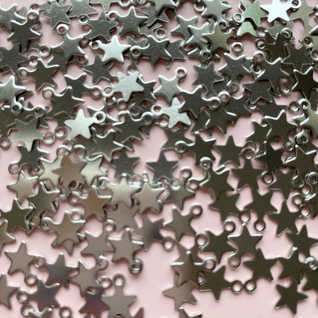 Mini Star Charms - Stainless Steel - 20 pack