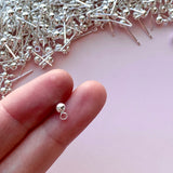 4mm Ball Posts with Loop - Bright Silver