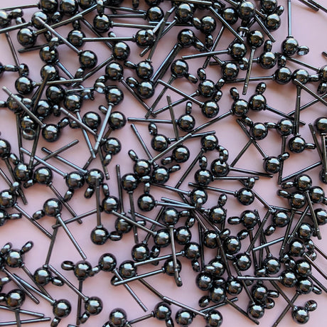 4mm Ball Posts with Loop - Gunmetal Grey