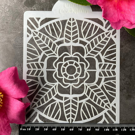 Stained Glass Rose Window Stencil (ST032)