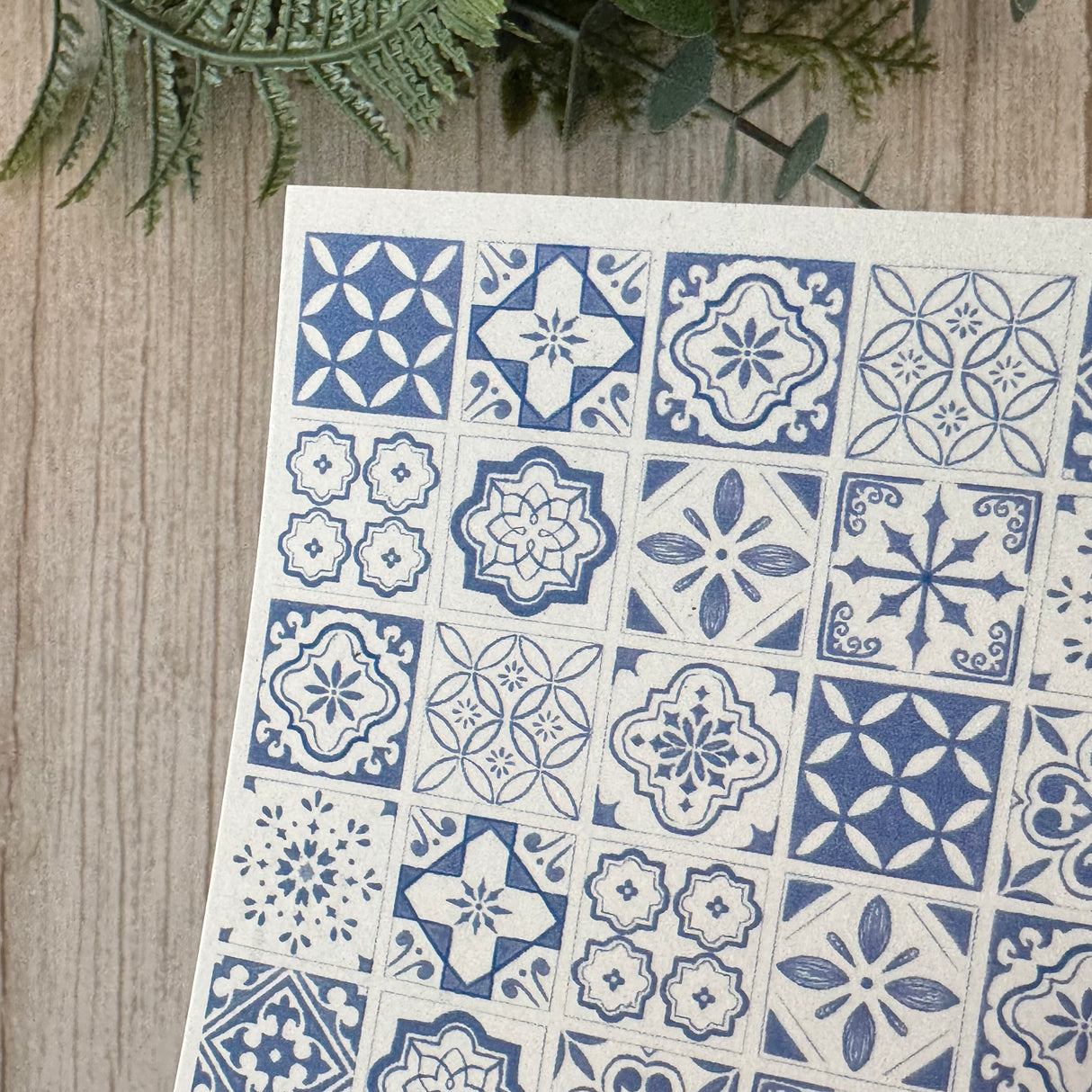Mediterranean Tiles in blue - Water Soluble Transfer