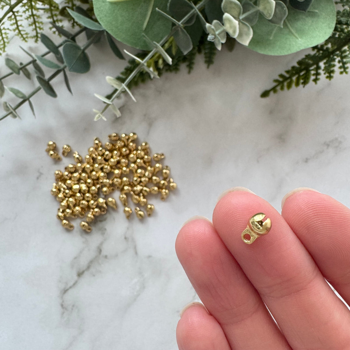 Mini Jingle Bell Charms - Gold Plated Stainless Steel - 50 pack