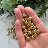 Mini Jingle Bell Charms - Gold Plated Stainless Steel - 50 pack