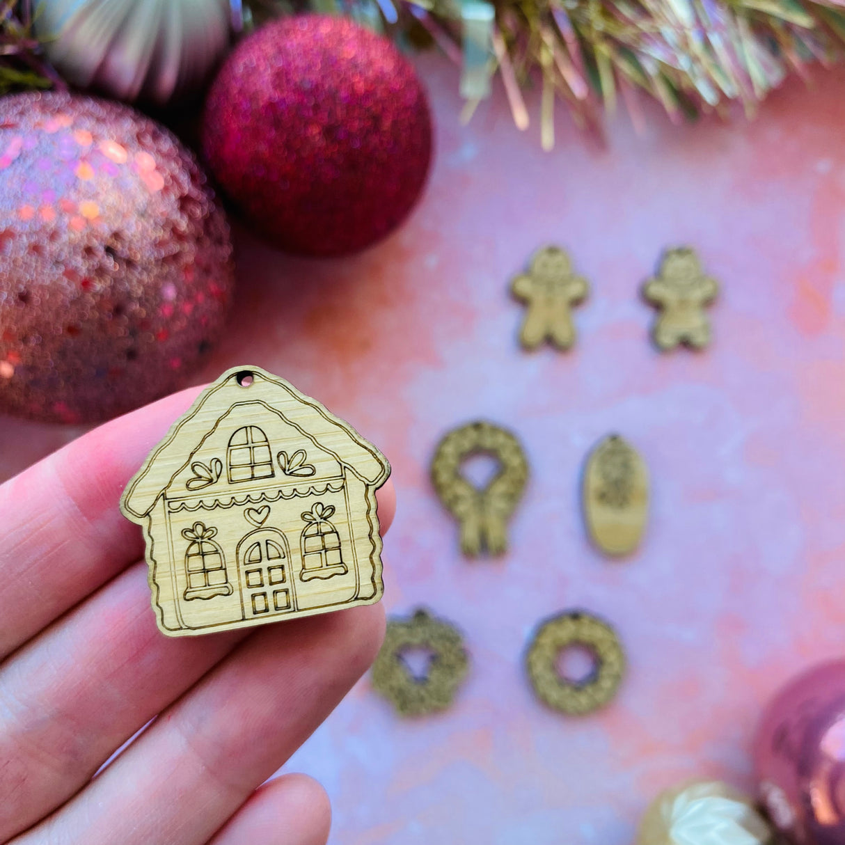 Gingerbread House Wooden Earring Component - 10 pack