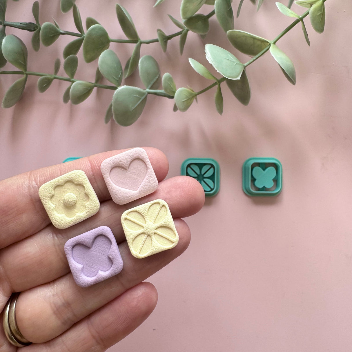 Square Tile Charm Stud Pack