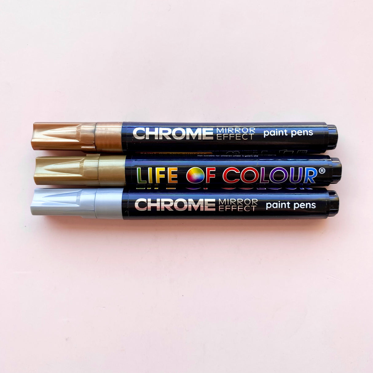 Life of Colour Acrylic Paint Pens - Chrome Mirror Effect - Set of 3