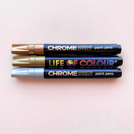 Life of Colour Acrylic Paint Pens - Chrome Mirror Effect - Set of 3