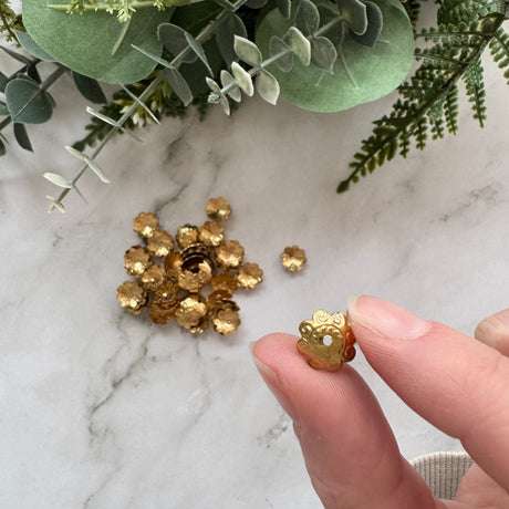 Ornate Bead Cap 11mm - Gold Plated Stainless Steel - 50 pack
