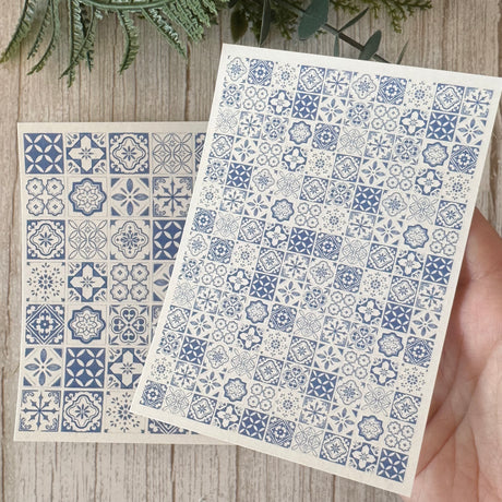Mediterranean Tiles in blue - Water Soluble Transfer