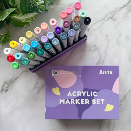 Arrtx Acrylic Paint Pens - 30 Colour Set Paint Markers