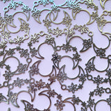 Floral Moon Charms - Stainless Steel