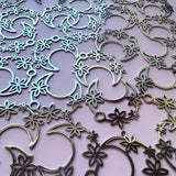Floral Moon Charms - Stainless Steel