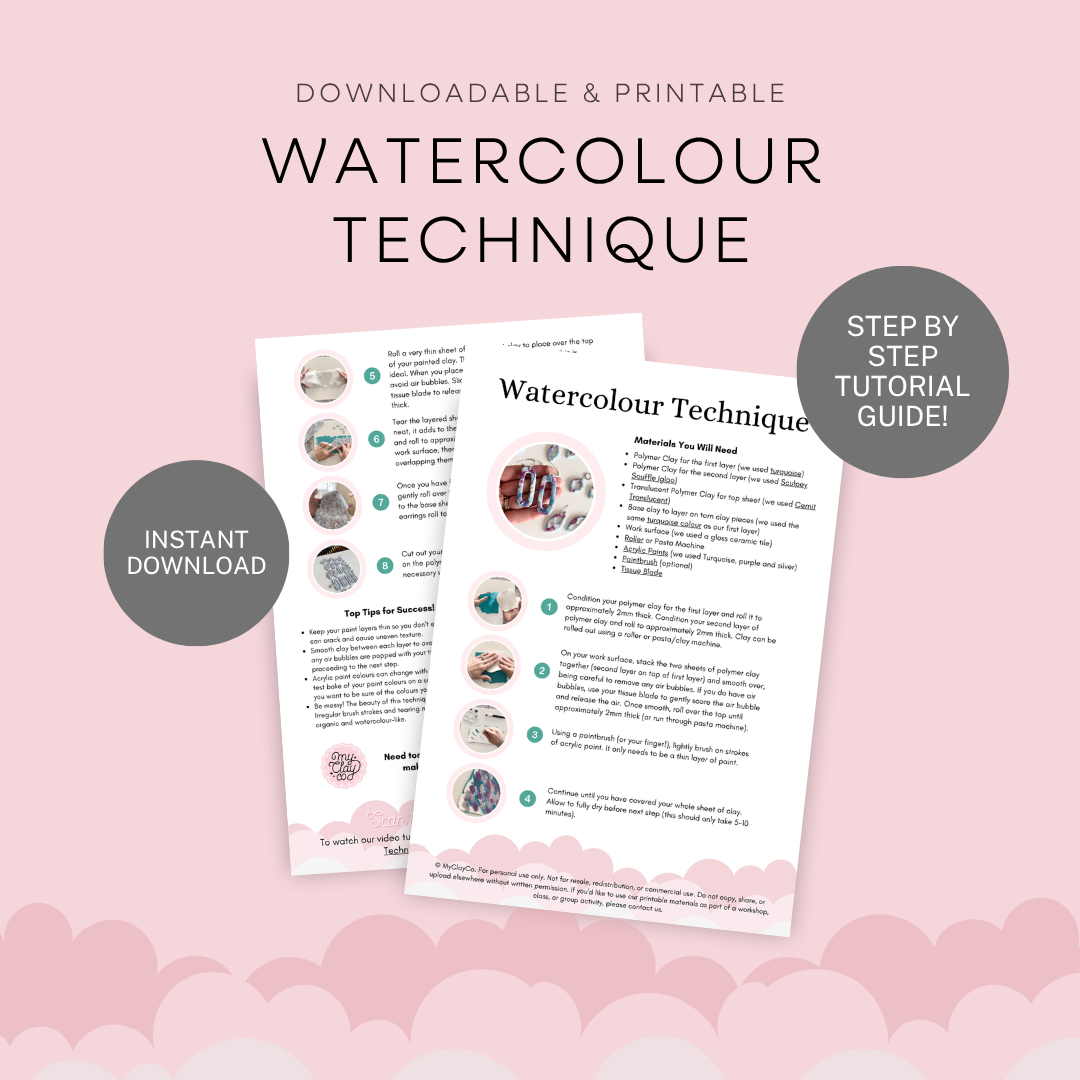 Polymer Clay Watercolour Technique - Printable Tutorial