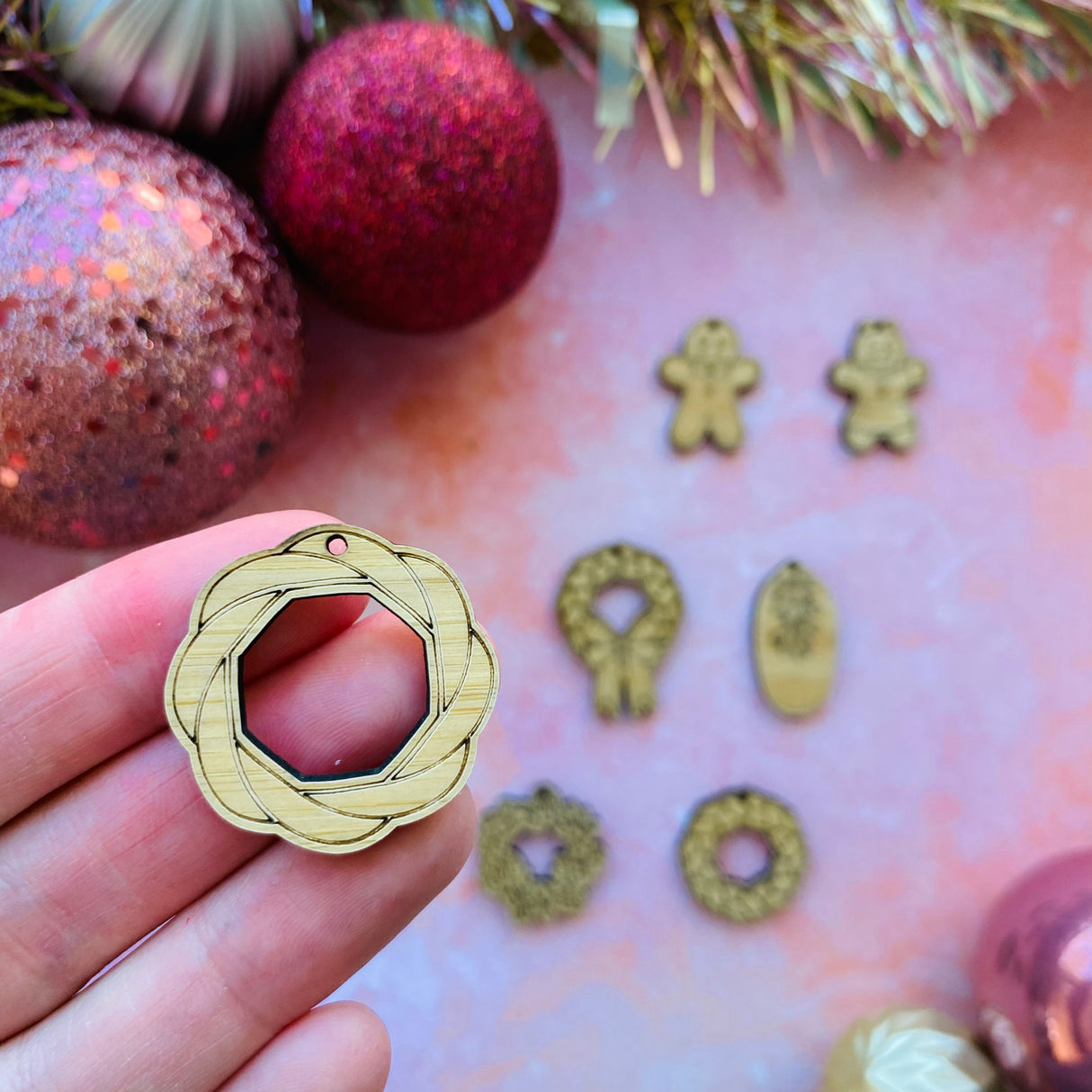 Woven Wreath Wooden Earring Component - 10 pack