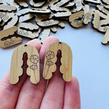 Poppy Arch Mirrored Wooden Earring Component - 10 pack