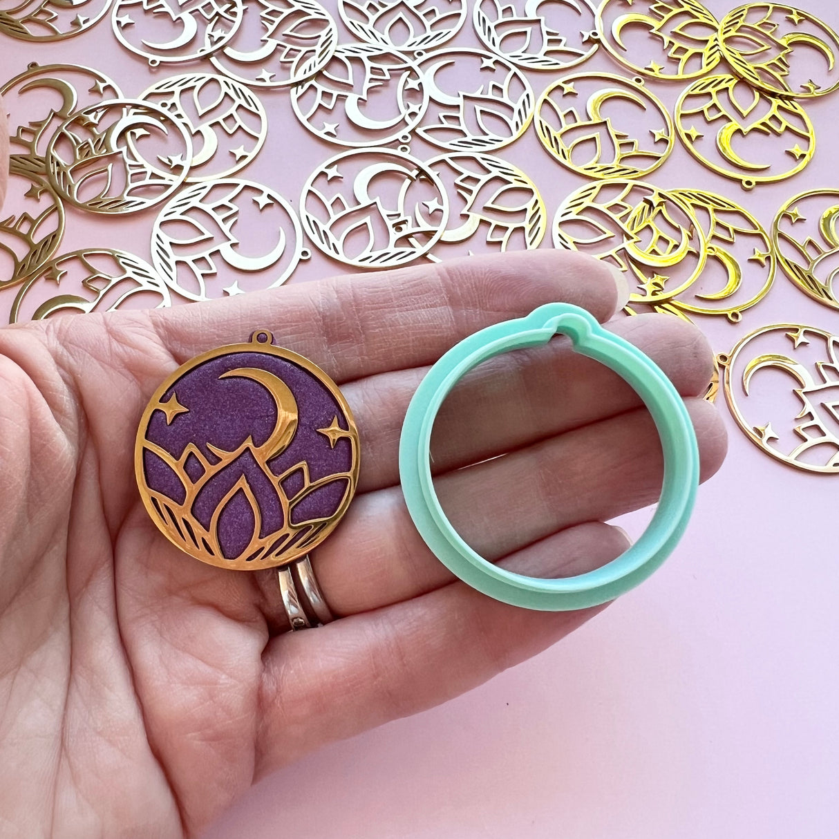 Lotus Moon Charms - Gold Plated Stainless Steel