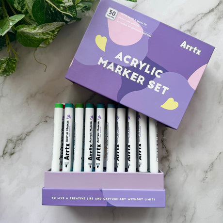 Arrtx Acrylic Paint Pens - 30 Colour Set Paint Markers
