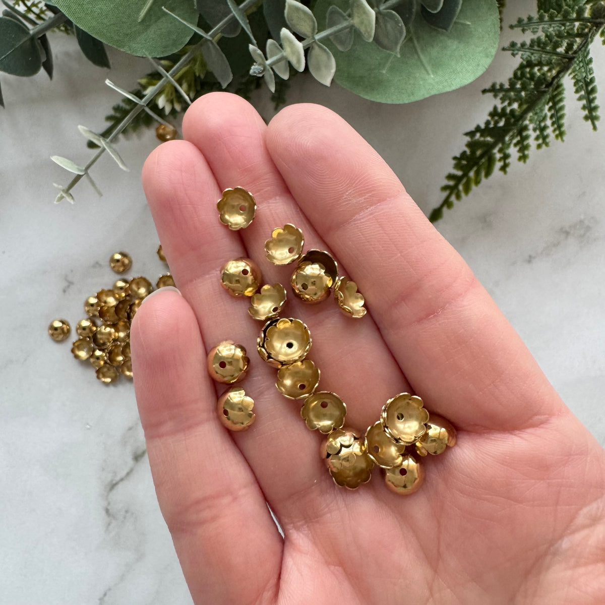 Scalloped Bead Cap 7.5mm - Gold Plated Stainless Steel - 50 pack