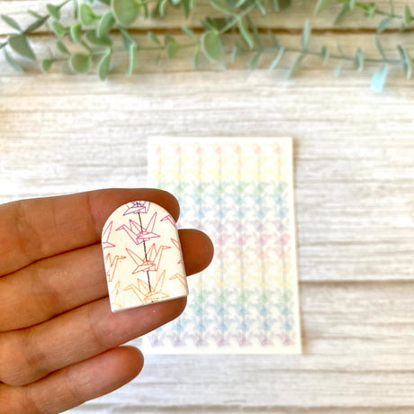 Floating Paper Cranes in rainbow - Water Soluble Transfer