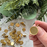 14mm Minimalist Bezel Earring Hooks with loop - Gold Plated Stainless Steel