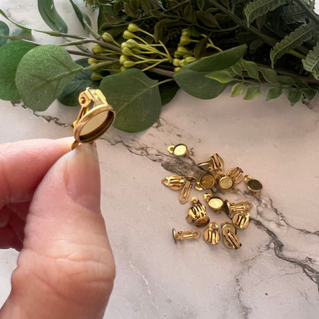 10mm Minimalist Bezel Clip-On Earrings - Gold Plated Stainless Steel