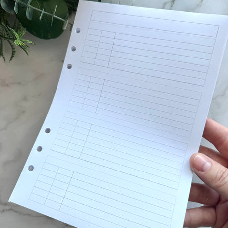 Colour Recipe Insert Blanks