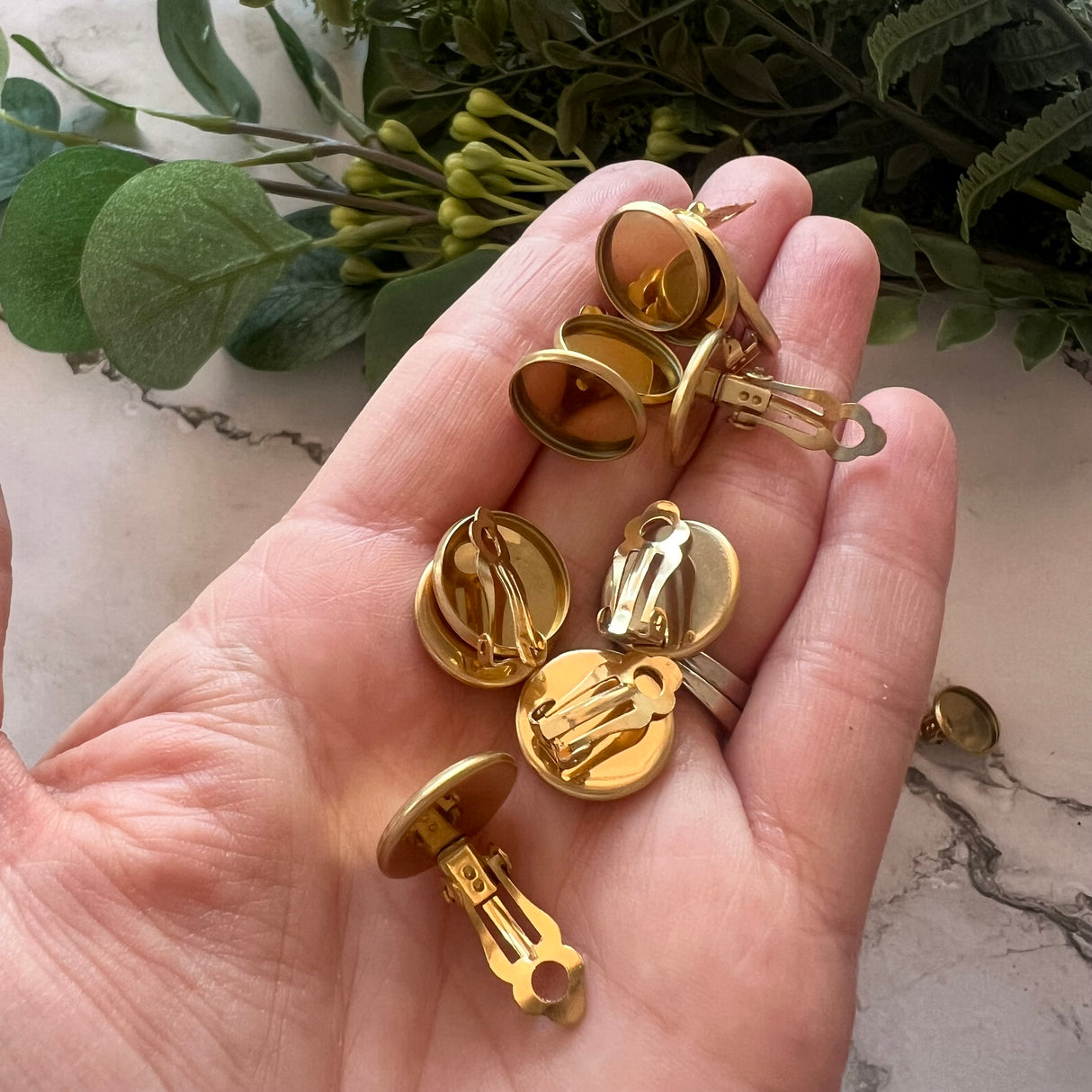 14mm Minimalist Bezel Clip-On Earrings - Gold Plated Stainless Steel